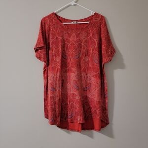 Lucky Brand Red Paisley Tunic Top 2X